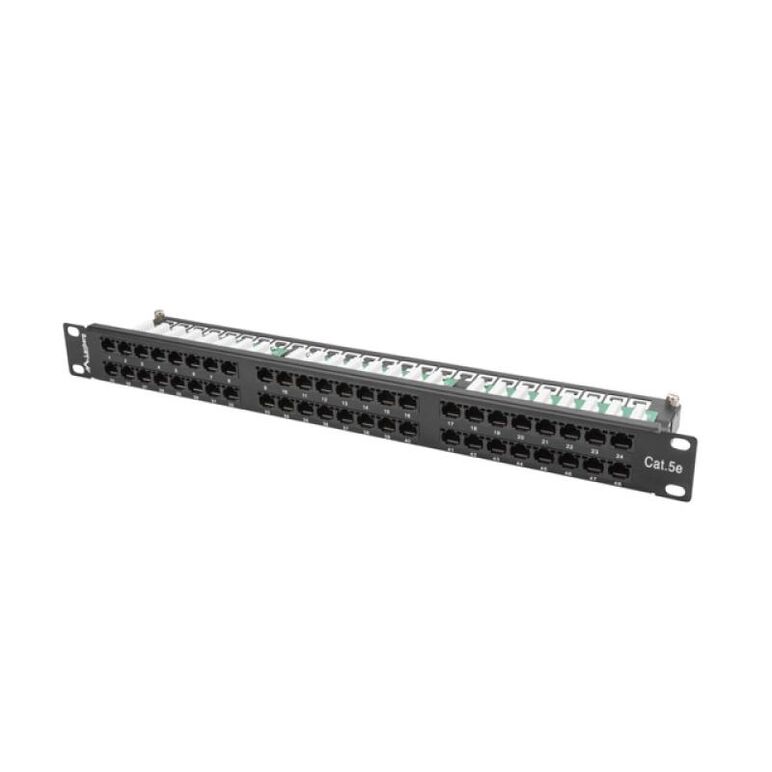Patch panel 48 porturi 1u 19" cat.5e utp negru,  Alte accesorii retea | electropc.ro