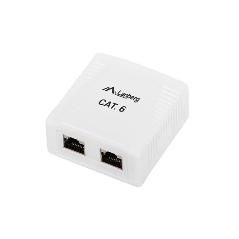 Surface-mount box cat.6 ftp shielded 2x rj45 white lanberg,  Cabinete metalice | electropc.ro