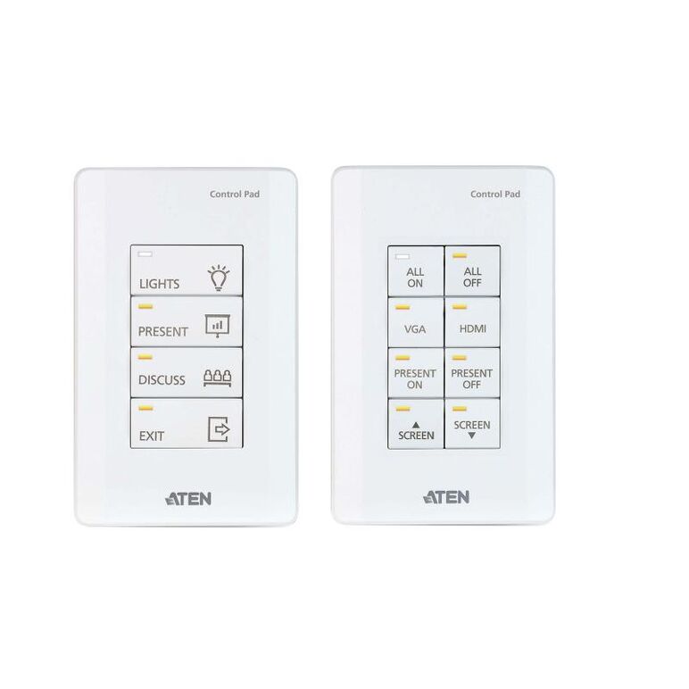 Aten 8-button control pad (us, 1 gang), 4~8 buttons customizable in 14 keypad layouts, 2 x bi-directional rs-232 port, baud rate: 300 to 115200 (default: 9600),  Splittere audio-video | electropc.ro