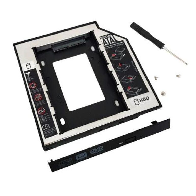 Rack intern spacer, tip caddy 12.7mm, 5.25 inch la 2.5 inch, s-ata, interfata pc s-ata, metal, negru,  SSD-uri externe | electropc.ro