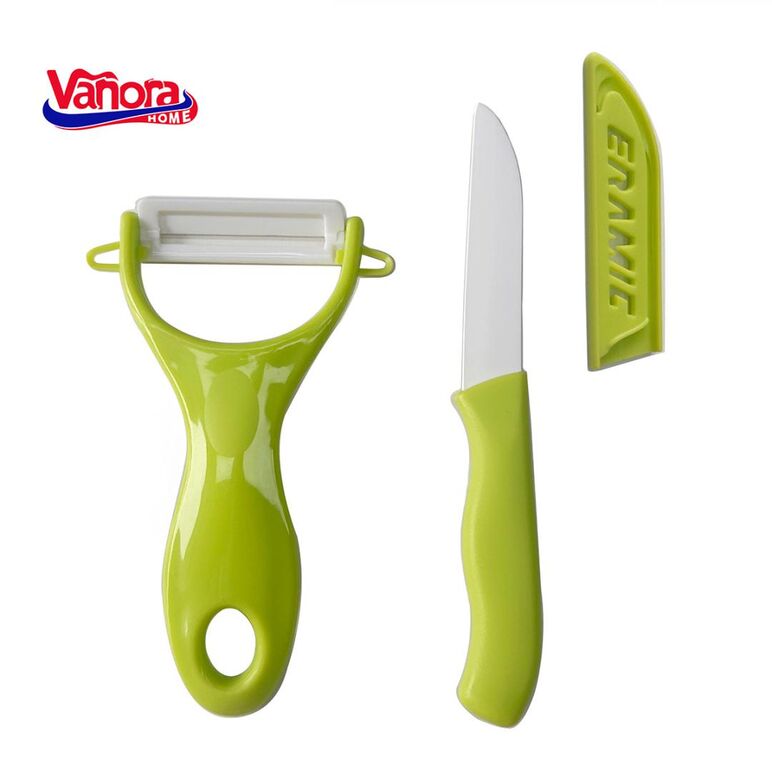 Set cutit 7cm+curatator ceramic 13x7.6cm (mix 3 culori in bax - 4 rosii, 4 verzi, 4 negre),  Cutite & seturi | electropc.ro