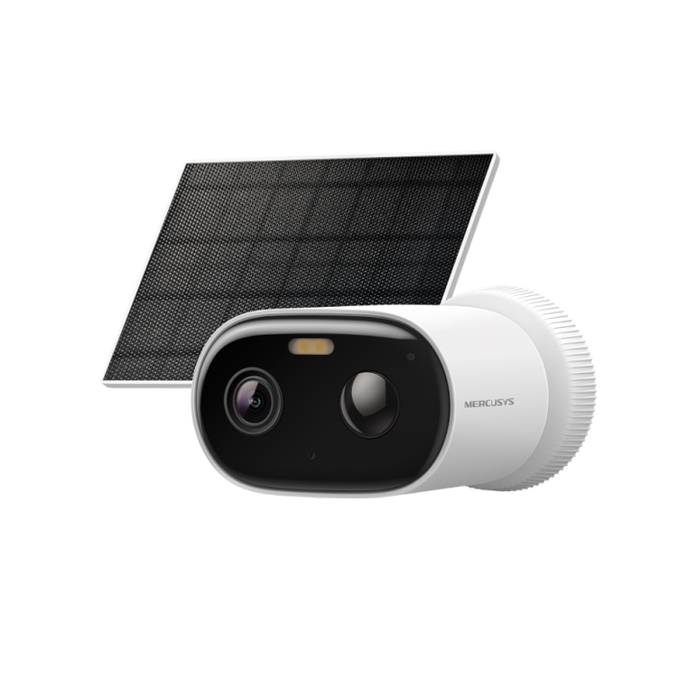 Solar-power security camera kit spec: 2k resolution (2304×1296), bullet camera, built-in microphone and speaker, color night vision, 2.4 ghz & 5 ghz wi-fi, 5 w max charging power, ip65 feature: mercusys app, smart detection and notifications (motion and p,  Access point & Range Ext. | electropc.ro