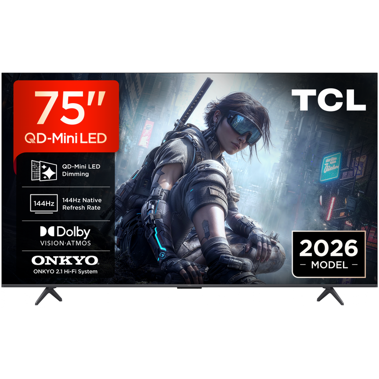 Televizor tcl qd-miniled 75t8d, 189 cm, smart google tv, 4k ultra hd, 144hz, onkyo,  Televizoare | electropc.ro