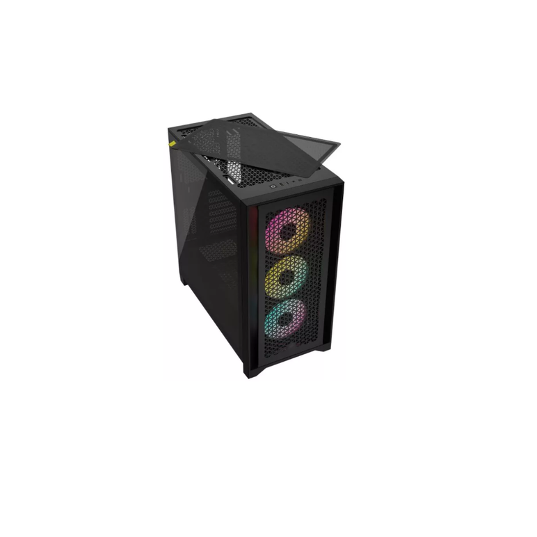 Carcasa corsair icue 4000d rgb airflow mid tower atx, 3 ventilatoare incluse 120mm, 2x 3.5" drive bays, 2x 2.5" drive bays, dimensiune 466x453x230mm, negru,  Carcase | electropc.ro