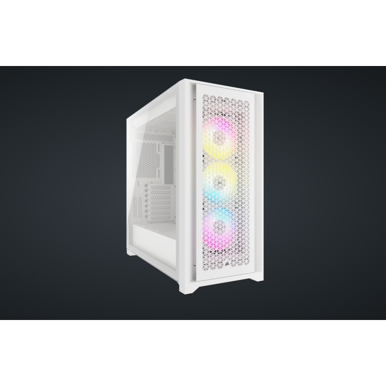 Carcasa corsair icue 5000d rgb airflow mid tower atx, 3 ventilatoare incluse 120mm, 4x 3.5" drive bays, 2x 2.5" drive bays, dimensiune 520x520x245mm, alb,  Carcase | electropc.ro