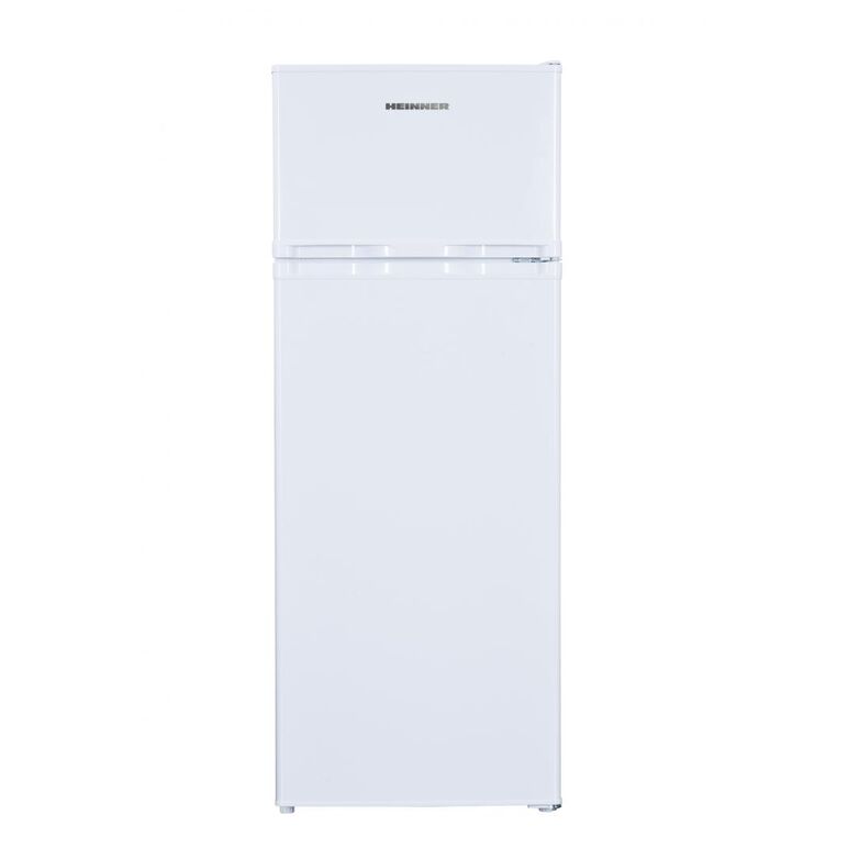 Frigider cu 2 usi heinner hf-h2206e++, clasa energetica: e, capacitate totala: 206 l, capacitate frigider: 169 l, capacitate congelator: 37 l, control mecanic cu termostat ajustabil, lumina led, 3 rafturi sticla frigider, compartiment pentru fructe si leg,  Frigidere | electropc.ro