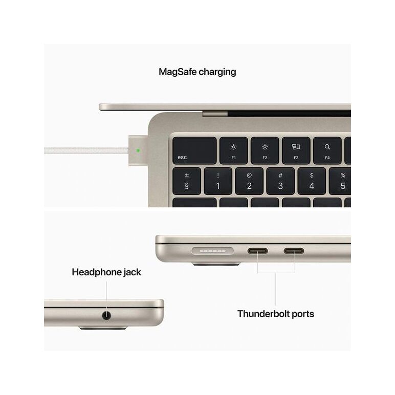 Macbook air 13.6" retina/ apple m2 (cpu 8-core, gpu 8-core, neural engine 16-core)/16gb/256gb - starlight (gold) - int kb,  Laptopuri | electropc.ro