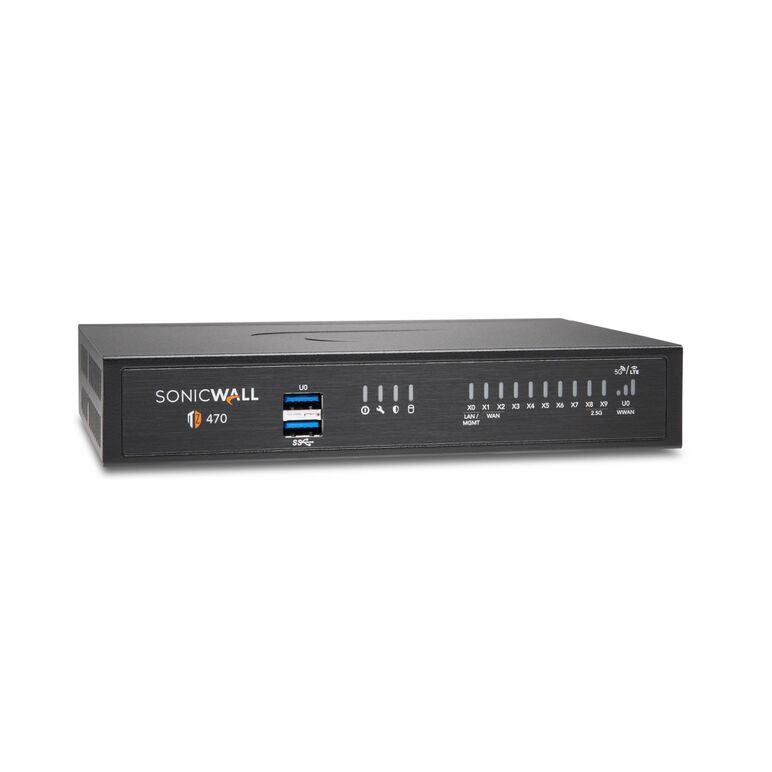 Firewall sonicwall model tz470 8xgbe 2xusb 3.0 firewall throughput3.5gbps, ips throughput 2.gbps, vpn throughput 1.5gbps, maxim 150clienti ssl vpn, rackmount kit separat (02-ssc-3113), psu alimentator(36w), necesita licenta aditionala servicii securitate,  Echipament firewall | electropc.ro