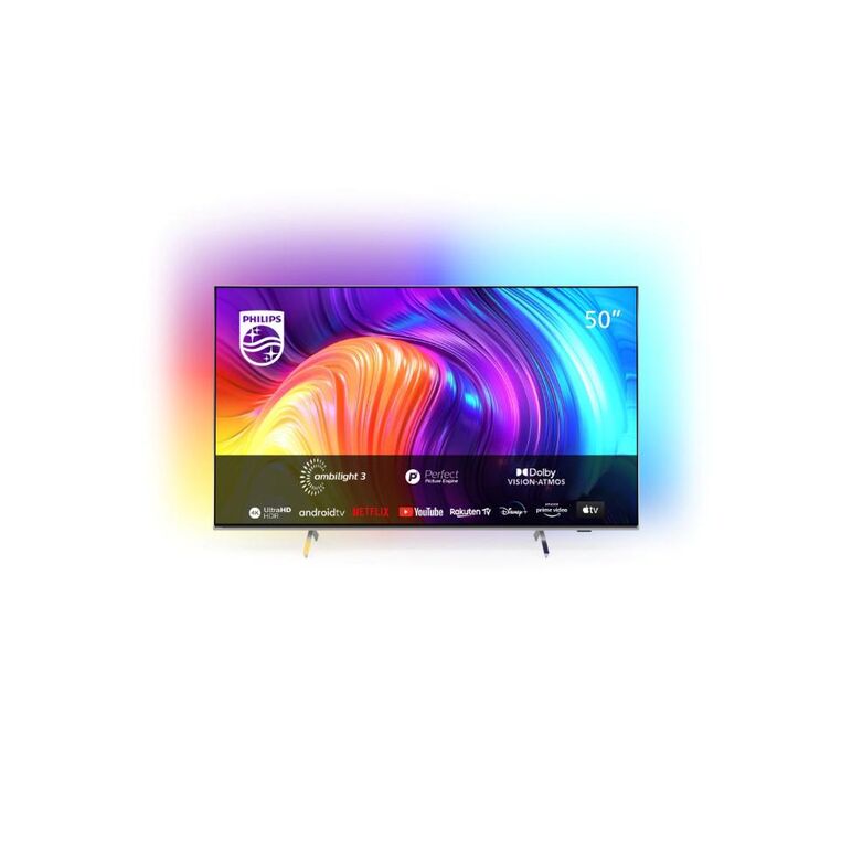 Smart tv philips ambilight 50pus8507/12 (model 2022) 50"(126cm), led 4k, silver, flat, android tv, mirroring ios/android, procesor p5 perfect picture, hdr10+/hlg/dolby vision, 60 hz, dvb-t/t2/t2-hd/c/s/s2, 20 w, wi-fi bluetooth, 1xjack 3.5 mm, 2xusb, 1xrj,  Televizoare | electropc.ro