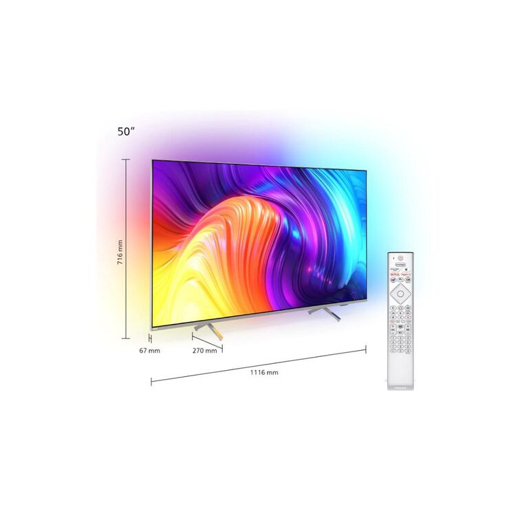 Smart tv philips ambilight 50pus8507/12 (model 2022) 50"(126cm), led 4k, silver, flat, android tv, mirroring ios/android, procesor p5 perfect picture, hdr10+/hlg/dolby vision, 60 hz, dvb-t/t2/t2-hd/c/s/s2, 20 w, wi-fi bluetooth, 1xjack 3.5 mm, 2xusb, 1xrj,  Televizoare | electropc.ro