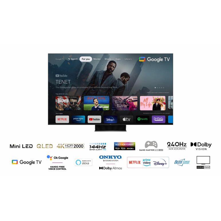 Televizor tcl qled 55c845, 140 cm (55"), smart google tv, 4k,  Televizoare | electropc.ro
