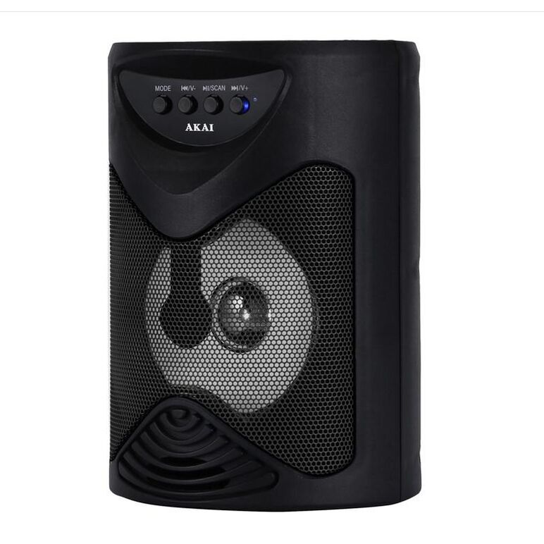 Boxa portabila akai abts-704, bluetooth 4.2, radio fm, 1x port usb pentru mp3 player, 1x slot card tf, lumini led, baterie reincarcabila, 1x slot pentru microfon, timp de incarcare 2 ore, timp de folosire 1.5 ore la volum maxim,  Sisteme audio | electropc.ro