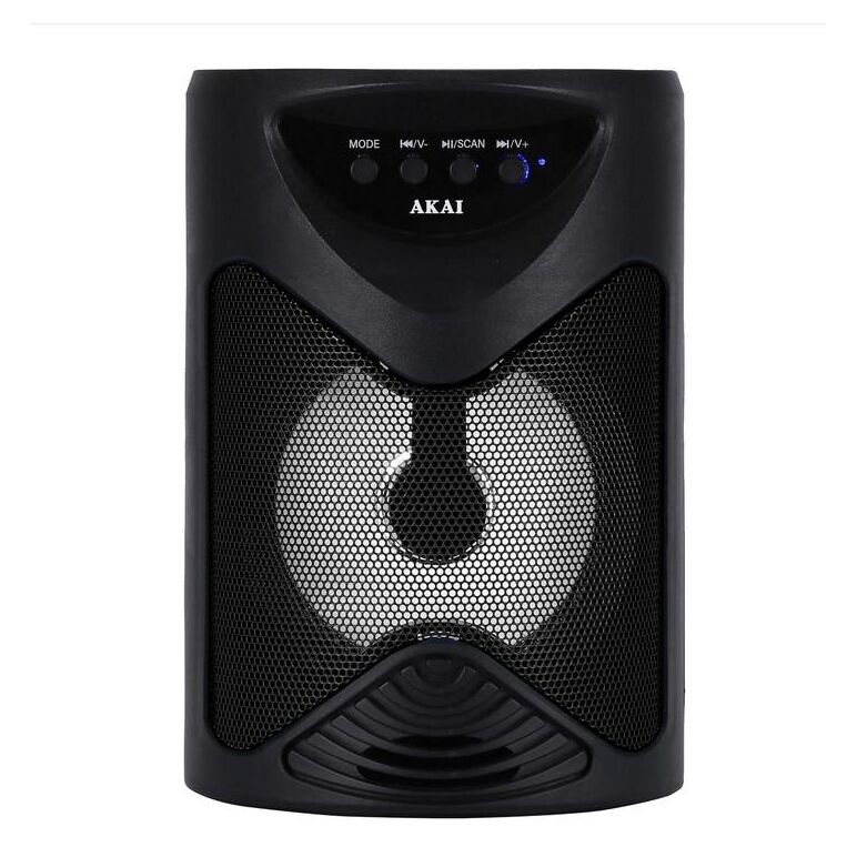Boxa portabila akai abts-704, bluetooth 4.2, radio fm, 1x port usb pentru mp3 player, 1x slot card tf, lumini led, baterie reincarcabila, 1x slot pentru microfon, timp de incarcare 2 ore, timp de folosire 1.5 ore la volum maxim,  Sisteme audio | electropc.ro
