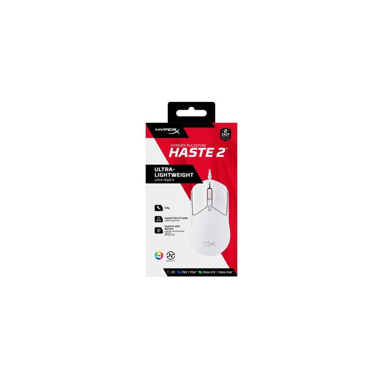 Mouse hp cu fir, hyperx pulsefire haste, pixart 3327 sensor, dpi pana la 26.000, greutate 254g, white,  Mouse | electropc.ro