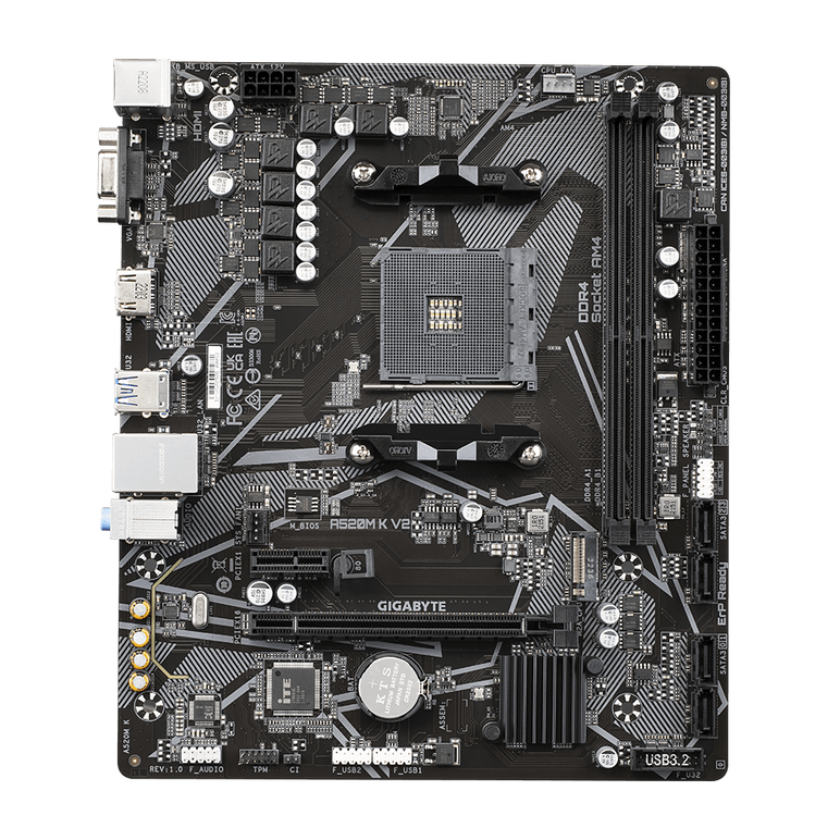 Placa de baza gigabyte a520m k v2 am4, 2x ddr4, 1x hdmi, 1x d-sub, 1x pcie x16, 1x pcie x1, 1x m.2, 4x sata 6gbps, lan 1 gbps, matx,  Placi de baza | electropc.ro