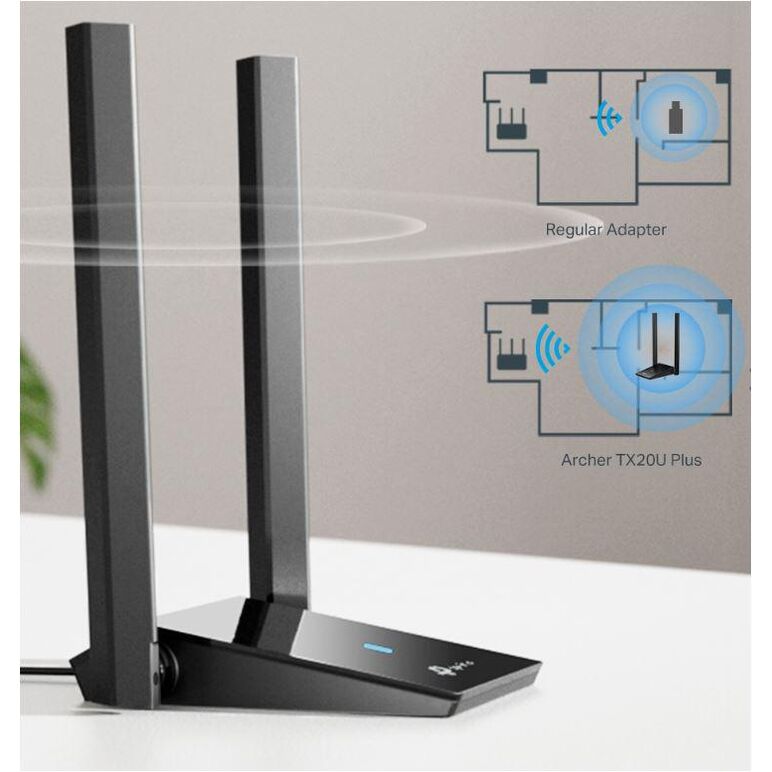 Adaptor wireless tp-link, archer tx20 plus, ax1800, 2 x antene externe dual-band 5ghz, 2.4 ghz, dimensiuni: 84 × 156.3 × 19.2 mm, securitate wireless: wep, wpa/wpa2/wpa3, wpa-psk/wpa2-psk,  Routere Wireless | electropc.ro
