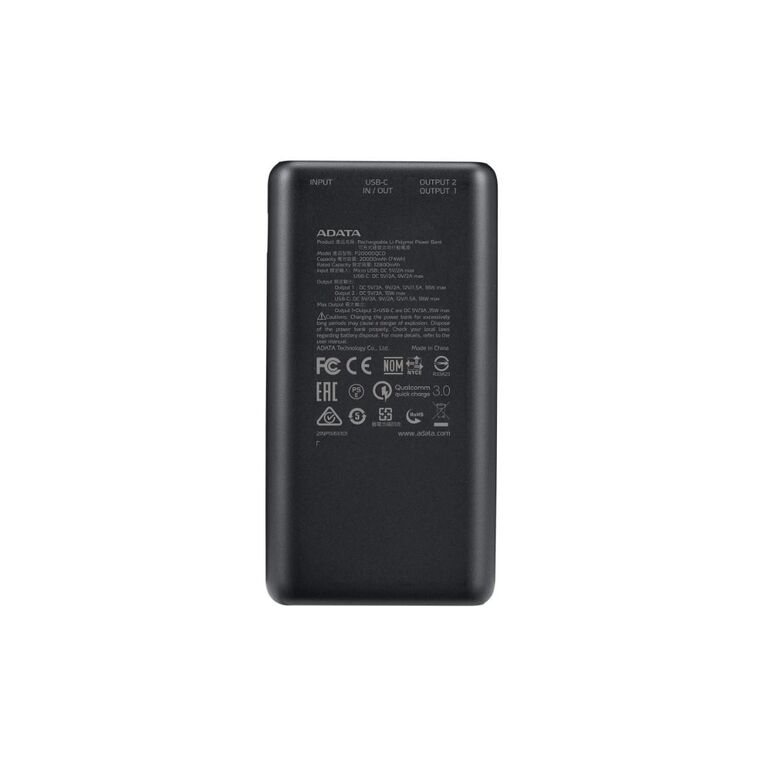 Baterie portabila adata ap20000, 20000mah, 2x usb, 1x usb-c,power delivery, quick charge,  Baterii portabile | electropc.ro