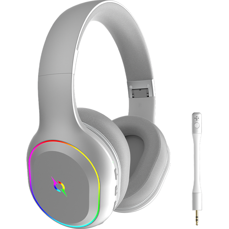 Casti over-ear aqirys lyra, sistem de sunet 3d stero, dual wireless si cu fir, bt cu microfon flexibil, interfata usb 2.0, durata baterie pana la 27h, frecventa 20 hz - 20hz, cu iluminare rgb, albe,  Casti audio | electropc.ro