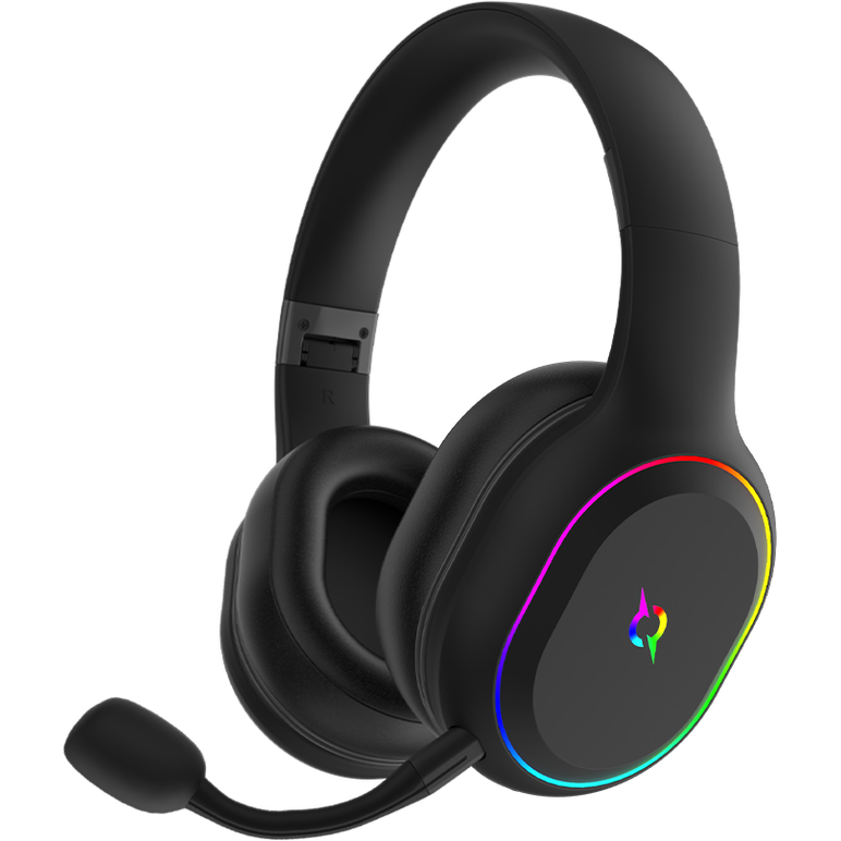 Casti over-ear aqirys lyra, sistem de sunet 3d stero, dual wireless si cu fir, bt cu microfon flexibil, interfata usb 2.0, durata baterie pana la 27h, frecventa 20 hz - 20hz, cu iluminare rgb, negre,  Casti audio | electropc.ro