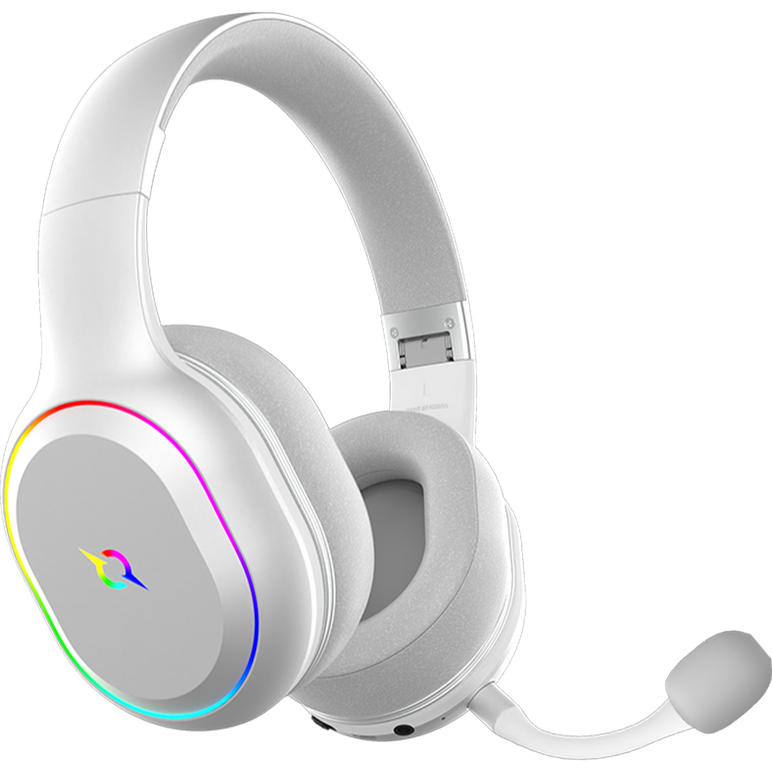 Casti over-ear aqirys lyra, sistem de sunet 3d stero, dual wireless si cu fir, bt cu microfon flexibil, interfata usb 2.0, durata baterie pana la 27h, frecventa 20 hz - 20hz, cu iluminare rgb, albe,  Casti audio | electropc.ro
