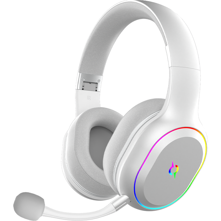 Casti over-ear aqirys lyra, sistem de sunet 3d stero, dual wireless si cu fir, bt cu microfon flexibil, interfata usb 2.0, durata baterie pana la 27h, frecventa 20 hz - 20hz, cu iluminare rgb, albe,  Casti audio | electropc.ro
