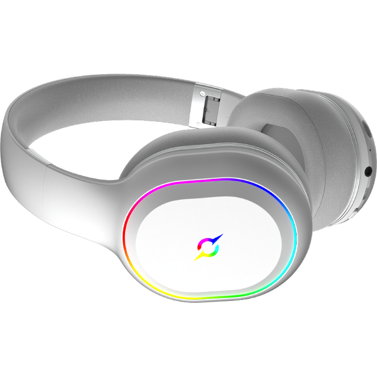 Casti over-ear aqirys lyra, sistem de sunet 3d stero, dual wireless si cu fir, bt cu microfon flexibil, interfata usb 2.0, durata baterie pana la 27h, frecventa 20 hz - 20hz, cu iluminare rgb, albe,  Casti audio | electropc.ro