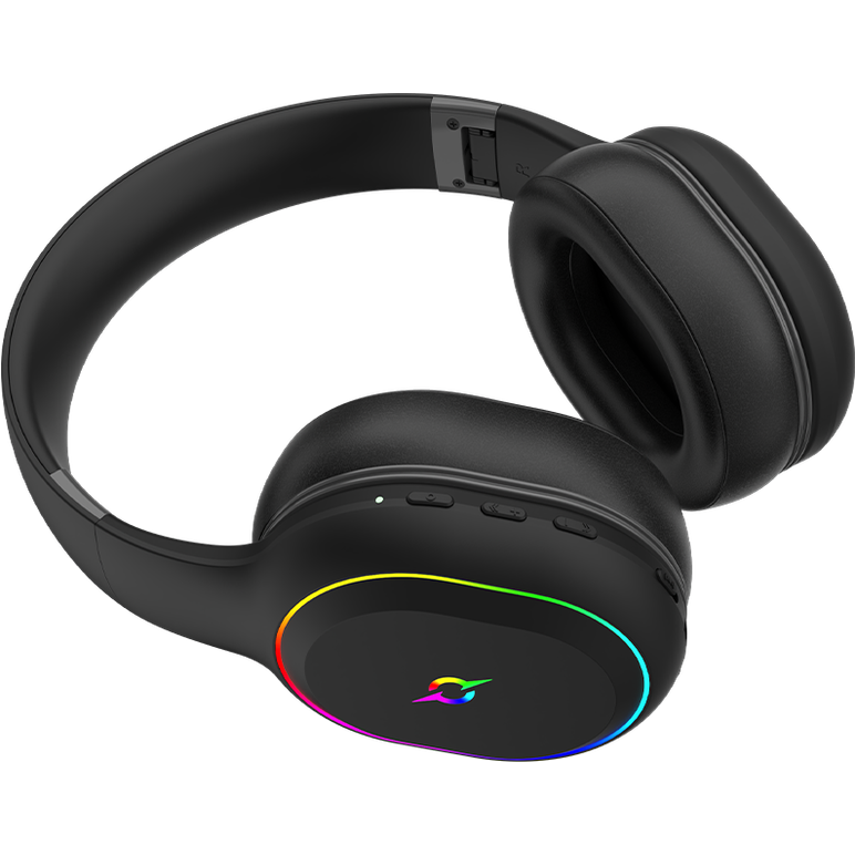 Casti over-ear aqirys lyra, sistem de sunet 3d stero, dual wireless si cu fir, bt cu microfon flexibil, interfata usb 2.0, durata baterie pana la 27h, frecventa 20 hz - 20hz, cu iluminare rgb, negre,  Casti audio | electropc.ro