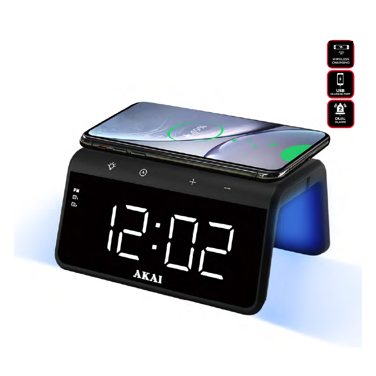 Ceas cu fct. de incarcare akai acrb-2000, putere incarcare 10w wireless,  MP3 & MP4 Playere | electropc.ro