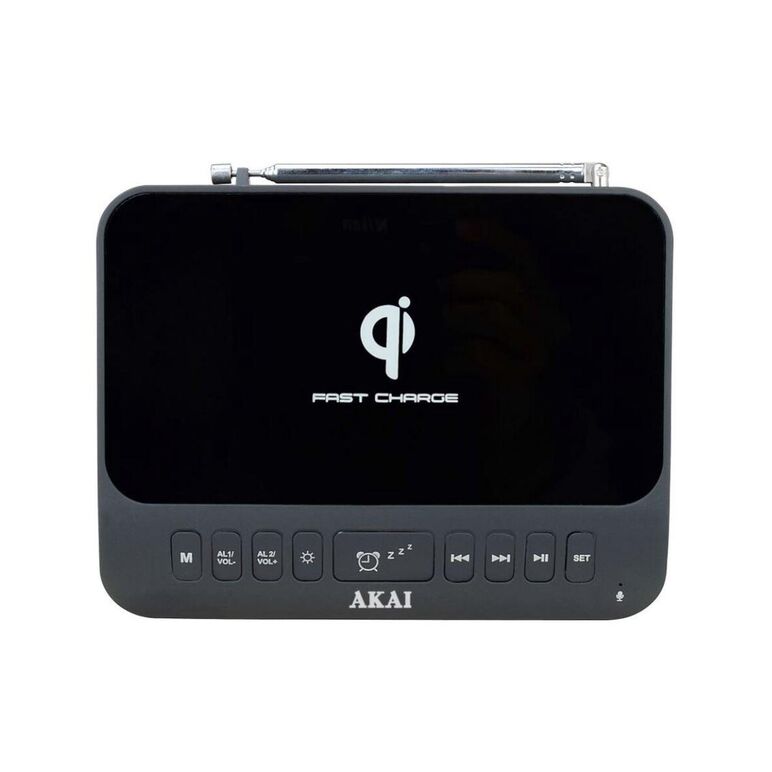 Radio cu ceas akai usb/bt akai acrb-1000, wireless fast charging, bluetooth v5.1, bluetooth 8 m, telescopic antenna, aux in input, usb slot 1 charging function, usb slot 2 playing function, power source ac110 240~50/60hz, power consumption 11w, rms power ,  Radio cu ceas & portabile | electropc.ro