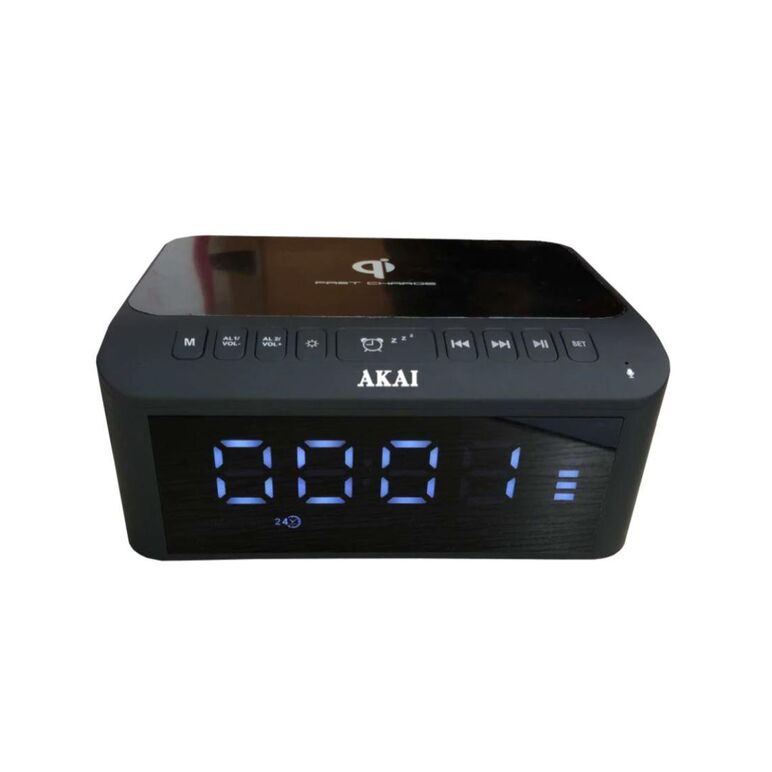 Radio cu ceas akai usb/bt akai acrb-1000, wireless fast charging, bluetooth v5.1, bluetooth 8 m, telescopic antenna, aux in input, usb slot 1 charging function, usb slot 2 playing function, power source ac110 240~50/60hz, power consumption 11w, rms power ,  Radio cu ceas & portabile | electropc.ro