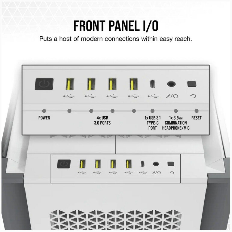 Carcasa corsair 7000d airflow full-tower atx pc case — white  maximum gpu length 450 mm maximum psu length 225 mm maximum cpu cooler height 190 mm expansion slots 8 horizontal + 3 vertical case drive bays (x6) 3.5in (x4) 2.5in form factor full tower case ,  Carcase | electropc.ro