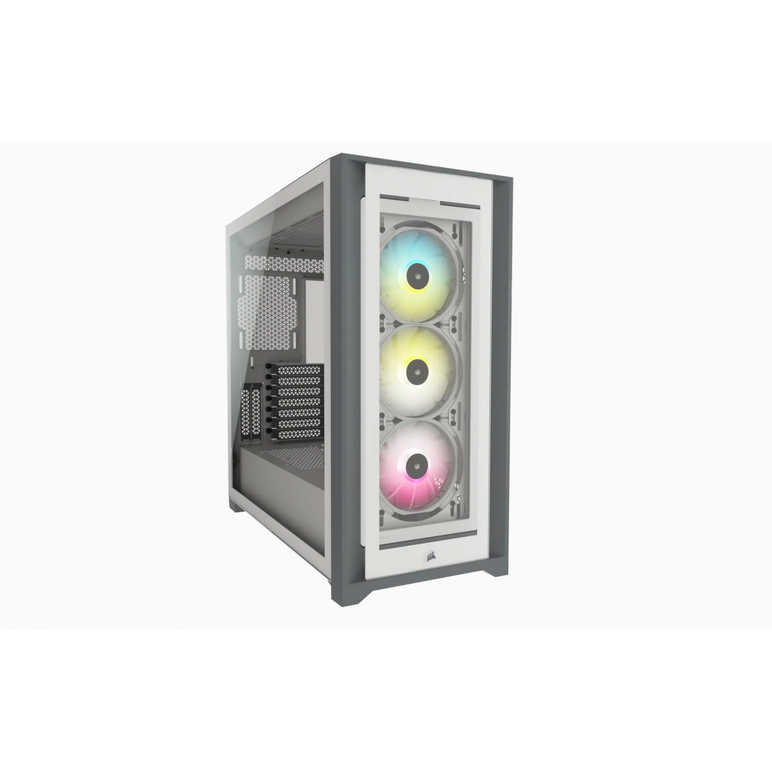 Carcasa corsair icue 5000x rgb tempered glass mid-tower atx pc smart case — white  case dimensions 520mm x 245mm x 520mm maximum gpu length 400 maximum psu length 250 maximum cpu cooler height 170 expansion slots 7 vertical + 2 horizontal case drive bays ,  Carcase | electropc.ro