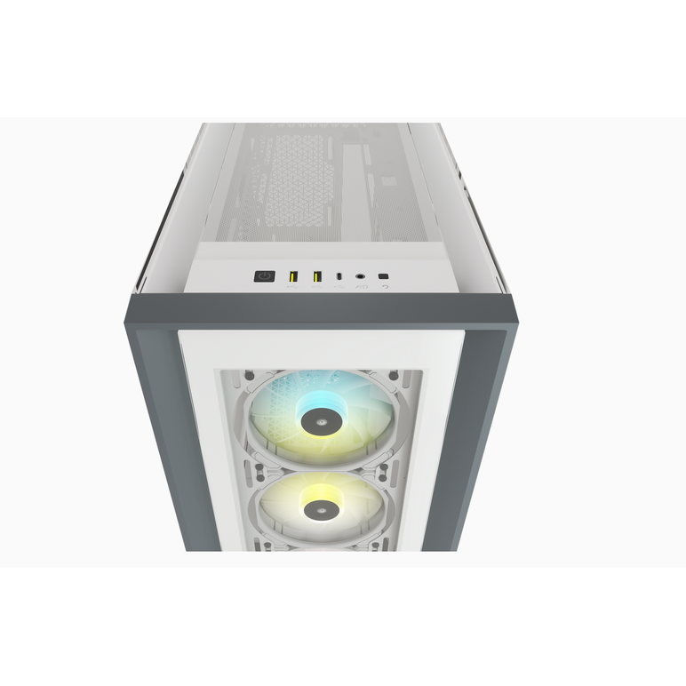 Carcasa corsair icue 5000x rgb tempered glass mid-tower atx pc smart case — white  case dimensions 520mm x 245mm x 520mm maximum gpu length 400 maximum psu length 250 maximum cpu cooler height 170 expansion slots 7 vertical + 2 horizontal case drive bays ,  Carcase | electropc.ro