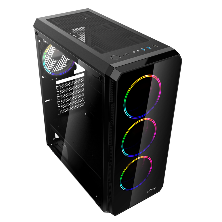 Carcasa njoy acrux, middle tower, atx, fara sursa, black,  Carcase | electropc.ro