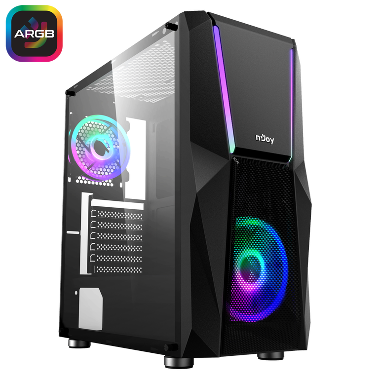 Carcasa njoy fort, middle tower, atx, fara sursa, black,  Carcase | electropc.ro