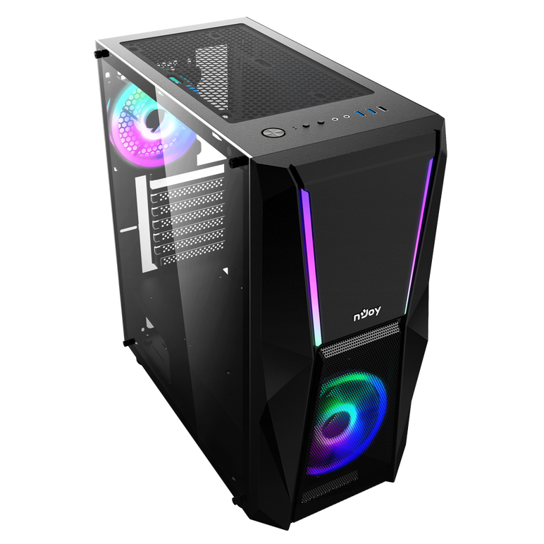 Carcasa njoy fort, middle tower, atx, fara sursa, black,  Carcase | electropc.ro