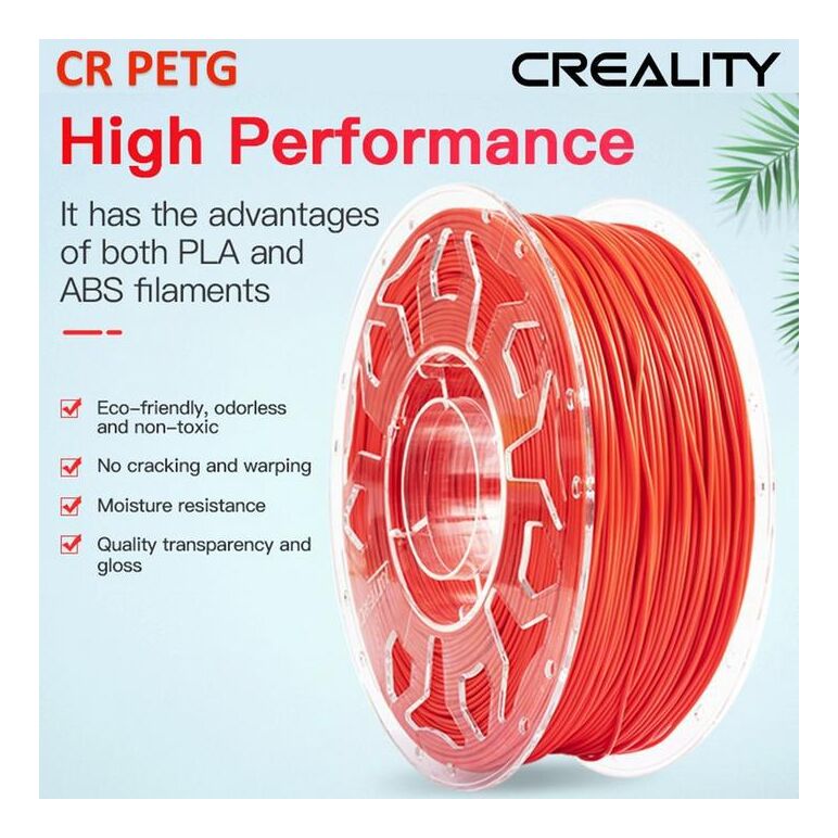 Creality cr petg 3d printer filament, red, printing temperature: 230-250°c, filament diameter: 1.75mm, tensile strength: 49mpa, size of filament wheel: diameter 200mm, height 66mm, hole diameter 53mm. eco-friendly, odorless, non-toxic. utilizare: pana la ,  Accesorii imprimare 3D | electropc.ro
