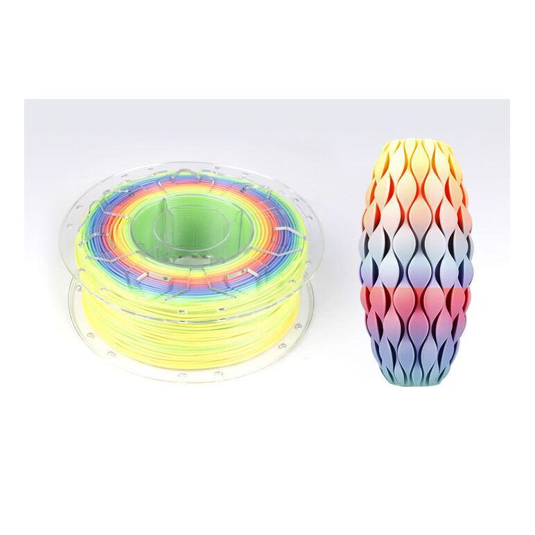 Creality cr pla 3d printer filament, rainbow, printing temperature: 190-220, filament diameter: 1.75mm, tensile strength: 60mpa, size of filament wheel: diameter 200mm, height 66mm, hole diameter 56mm. utilizare: pana la 6 luni de la deschiderea ambalajul,  Accesorii imprimare 3D | electropc.ro
