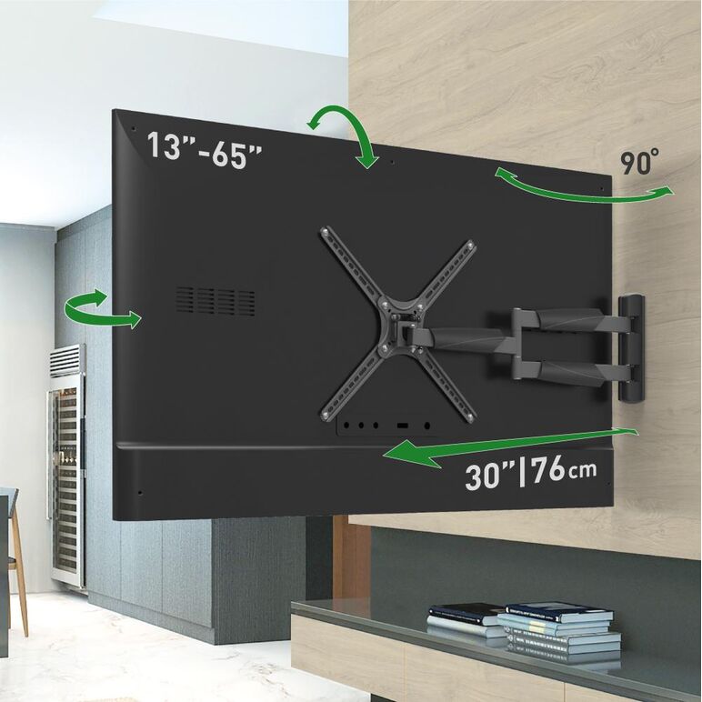 Suport tv plat/curbat de perete cu 2 brate barkan bm464xl, 13"- 65", max 36kg, vesa 400x400, negru,  TV & Electronice & Gaming | electropc.ro