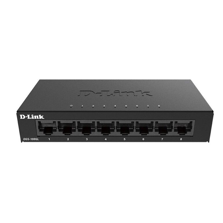 D-link switch dgs-108gl, 8 porturi gigabit, capacity 16gbps, desktop, faramanagement, metal, negru, fara ventilator, d-link green technology.,  Switch-uri | electropc.ro