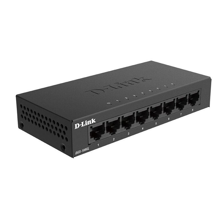 D-link switch dgs-108gl, 8 porturi gigabit, capacity 16gbps, desktop, faramanagement, metal, negru, fara ventilator, d-link green technology.,  Switch-uri | electropc.ro