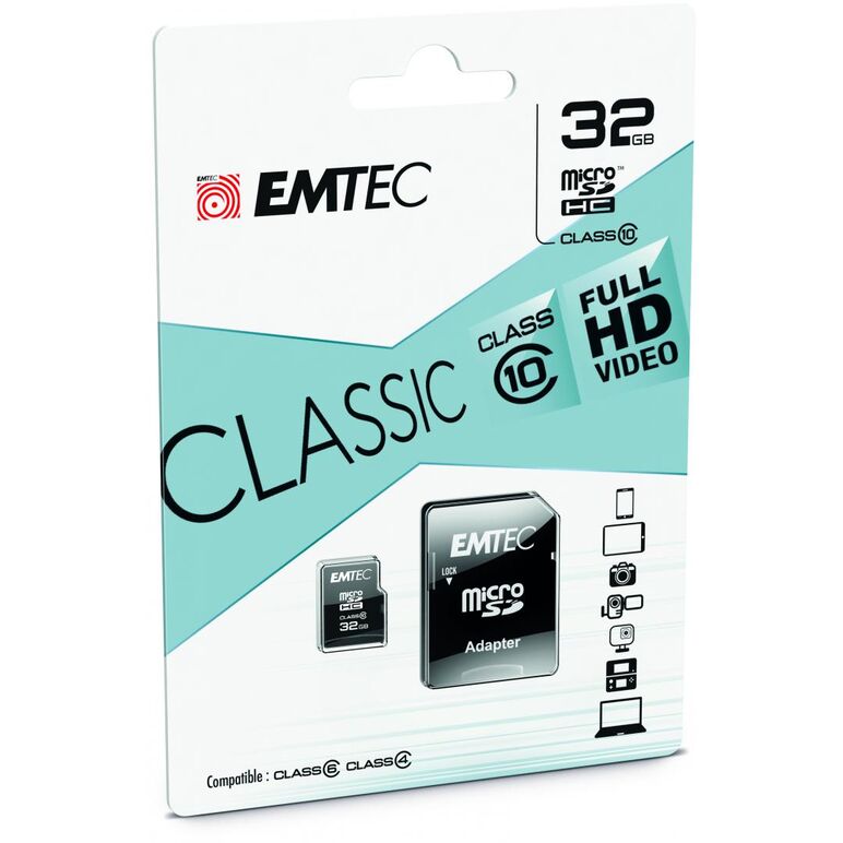 Microsdxc emtec, 32gb, clasa 10 uhs-i, r/w 20/12 mb/s, include adaptor sd, (pentru telefon),  Carduri memorie | electropc.ro