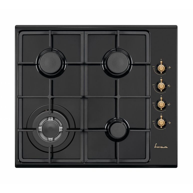 Plita incorporabila fram fbh-v4iwf-rbk, gaz, 4 arzatoare, arzator wok, control lateral, aprindere electrica integrata, sistem siguranta gaz, gratar fonta, duze incluse, design rustic, 58x51 cm,  rustic negru,  Incorporabile | electropc.ro