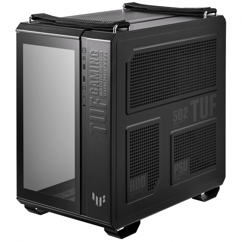 Carcasa asus gt502 tuf gaming black  case size mid tower motherboard support atx micro-atx mini-itx drive bays 4 x 2.5"/3.5" combo bay expansion slots 8 3 (additional vertical) front i/o port 1 x headphone / microphone 2 x usb 3.2 gen1 1 x usb 3.2 gen2 ty,  Carcase | electropc.ro
