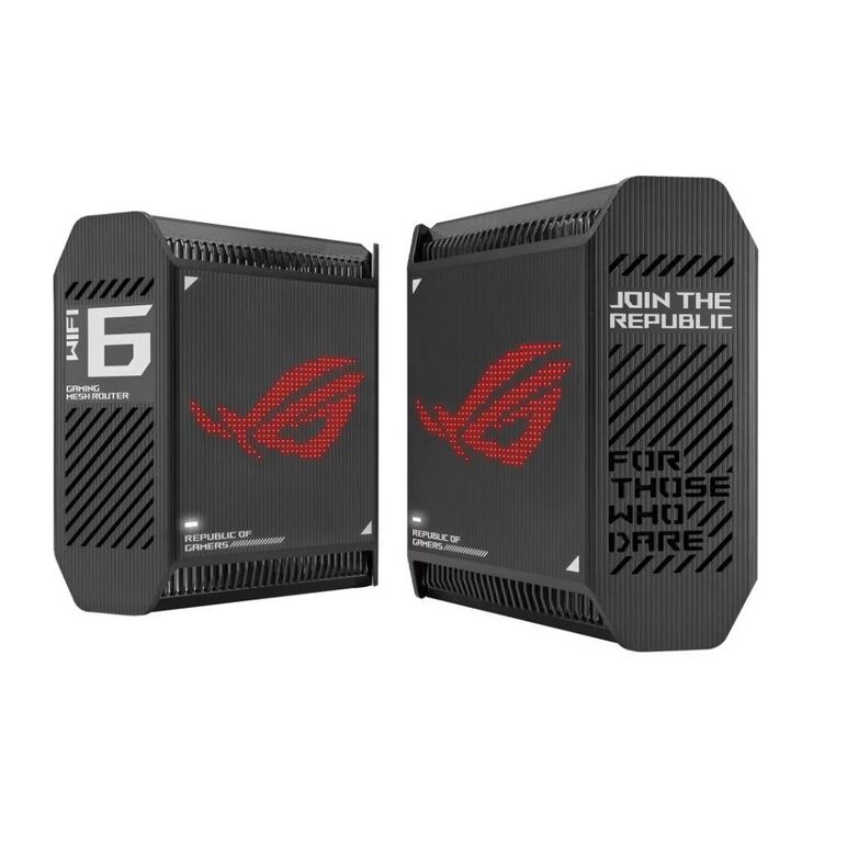 Kit routere wireless asus gt6(b-2-pk)black, tri-band, wi-fi 6, standard retea: wifi 6 (802.11ax), ipv4, ipv6, backwards compatible with 802.11a/b/g/n/ac wi-fi, segment ax10000, , 2.4ghz  574mbps, 5g-1hz 4804mbps, 5g-2 4804mbps, 9 antene interne, procesor ,  Routere Wireless | electropc.ro