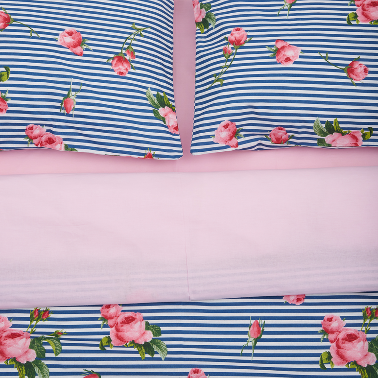 Lenjerie pat dbl, 100% bbc, 132tc, rose,  Lenjerii de pat | electropc.ro