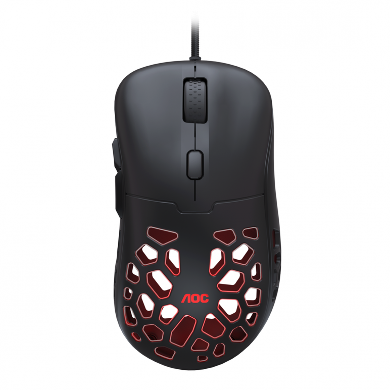 Mouse aoc gm510b, ergonomic, usb 2.0, 16000dpi, 6 butoane, rgb, 1.8m, negru,  Mouse | electropc.ro