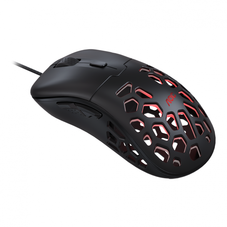 Mouse aoc gm510b, ergonomic, usb 2.0, 16000dpi, 6 butoane, rgb, 1.8m, negru,  Mouse | electropc.ro