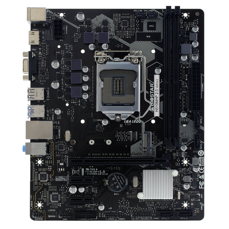 Placa de baza biostar h510mhp 2.0 lga1200, 2x ddr4 3200mhz, 1x pcie 4.0 x16, 2x pcie 3.0 x1, 1x m.2, 4x sata iii 6gbps, 1gbps lan, matx,  Placi de baza | electropc.ro