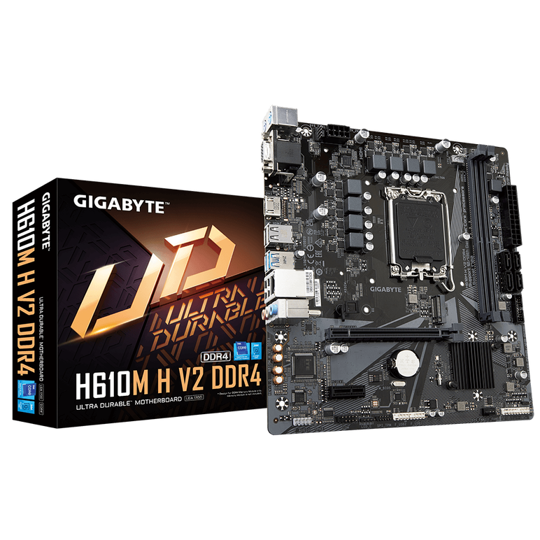 Placa de baza gigabyte h610m h v2 lga1700, 2x ddr4 3200mhz, 1x d-sub, 1x hdmi, 1x pcie x16, 1x pcie x1, 1x m.2, 4x sata 6gbps, lan 1gbps, matx,  Placi de baza | electropc.ro